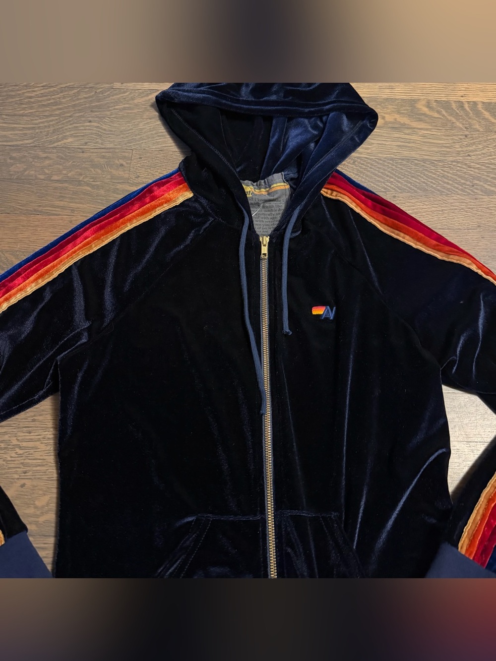 Aviator Nation Classic Velvet Relaxed Zip Hoodie Navy Blue Small EUC - Picture 8 of 14